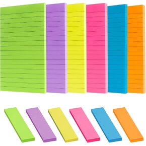 Lined Sticky Notes & Index Tabs Set – 12 Pads, 540 Sheets Total, 4x6 Inch Large Sticky Notes with Strong Adhesive for Office, School, Planner & Study (45 Sheets/Pad)