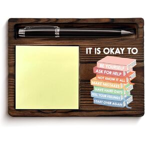 Inspirational Gifts It's Okay to Be Yourself Sticky Note Holder Motivational Self-Stick Note Pad Holders Home School Counselor Therapy Office Classroom Decor