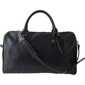 Weekender Duffle Bag Carry Travel Counter Tote Vegan Leather Luggage Sleeve Duffel (Black-05)