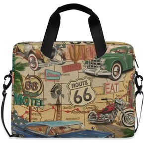 susiyo Vintage Route 66 Poster Laptop Bag Briefcases Messenger Shoulder Bags for 15.6 inch Laptop