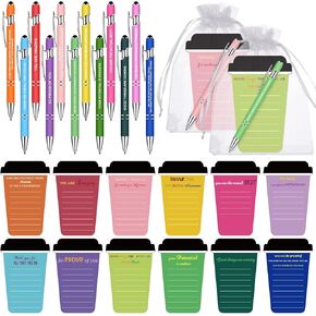 36 Pack /108 Pcs Teacher Appreciation Gifts Bulk Coffee Cup Shaped Notepads with Pens Organza Bags Inspirational Coffee Sticky Notes Thank You Gift for Teacher Staff Office Graduation Supplies