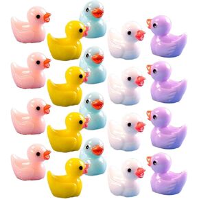 BWESOO 20PCS لون عشوائي ملمن البط البط صغير الأرقام المصغرة زخرفة زخرفة على سطح المكتب ، وملحقات الدمية ، والبط المصغرة