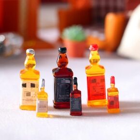 6Pcs/Set Dollhouse Decoration Accessories, 1:12 Dollhouse Simulation Mini Wine Bottle Food Play Excellent Quality and Creativ