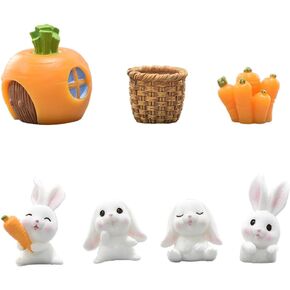 Easter Mini Resin Rabbit Carrot Animal Duck Figurines Little Resin Ducks to Hide Animal Figures for House Decor Micro Garden Home Landscape Aquarium Potted Accessories