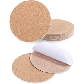 16 PCS Adhesive Round Cork Coasters, 10 cm Brown Self Adhesive Round Cork for Coasters for DIY Crafts Drinks Home Tabletop Decoration