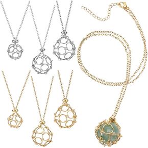 PH PandaHall 6pcs 2 Colors Crystal Necklace Holder 3 Sizes Crystal Pendant Necklace Empty Stone Holder Cage Pendant Holder Adjustable Crystal Necklace Holder Pendant Stone Holder for Jewelry Making