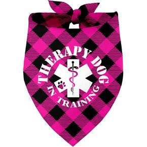 Razpah Therapy Dog Training Triangle Bandana ، Dog Bandana Gift for Small Medium Earge Dogs (DD4) ، Pink ، Cotton/Polyester ، Medium (27 × 17.7 Int