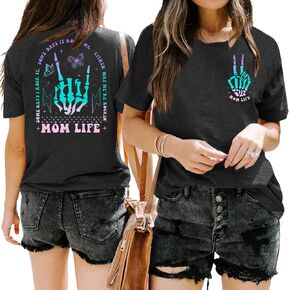 Mama Shirts Mom Life T-Shirts Women Motherhood Some Days I Rock It Shirt Vintage Casual Short Sleeve Tops