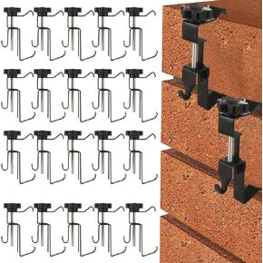 20PCS Metal Brick Clips, Brick Wall Clips, Brick Hooks for Hanging, 1.77-2.75 in Adjustable Brick Hanger, No Holes, Black