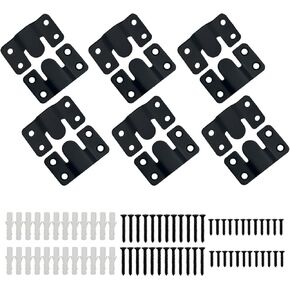 12 PCS Interlocking Flush Mount Bracket, Picture Hanging Hooks, Z-Clips, Mountain Buckle with Screws, Black Stainless Steel Heavy Duty Photo Frame Hook for Hanging Headboards Picture Frames