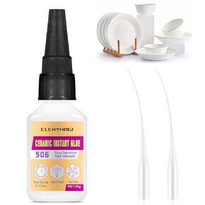 Ceramic Glue, Instant Super Glue for Ceramic, Waterproof Ceramic Glue Repair for Pottery, Clear Ceramic Repair Glue, Ideal for Pottery Repair, Tile, Glass, Craft, Jewelry (1 Bottle of 25g)