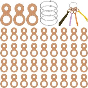 BENECREAT 100Pcs Kraft Paper Thread Drops, 1.7x1inch Gourd Shape Cross Stitch Thread Organiser with 4Pcs Floss Ring for Craft DIY Sewing Storage, 0.5mm Thick