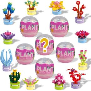 Anditoy 6 Pack Easter Eggs with Random Succulent Plants Building Block Toys Inside Blind Packaging for Kids Boys Girls Teens Easter Basket Stuffers Fillers Gifts