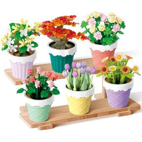 Pokonboy 8 Pack Flowers and Plants Building Set ، Mini Bonsai Building Toy Blocks للأطفال البالغين ، مجموعة ديكور المنزل النباتية لعيد الميلاد البالغة من العمر 8 وما فوق