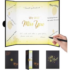 دفتر الضيوف الذهب الأسود بديل ، هدايا وداع لأصدقاء زملاء العمل ، سنفتقدك زخارف حفلة التقاعد المتوقيع ، والذهاب ، وداعا لبطاقة للنساء الرجال in Kuwait