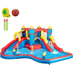 VIVOHOME Inflatable Bounce House for Kids, Big Inflated Jumping Bouncy Castle with Slide for Outdoor and Indoor, 370W Air Blower Included in Kuwait