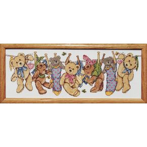 Design Works Crafts On The Line Teddies Counted Cross Stitch Kit, Brown