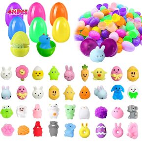 482pcs بيض عيد الفصح المملوءة مع تخفيف الإجهاد للموتشي موتشي ، حشوات سلة عيد الفصح Kawaii ، حفلات الحفلات ، جوائز الفصول الدراسية (48 ٪ متعدد الألوان)