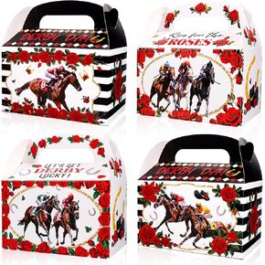 Howaf 12 PCS Kentucky Horse Derby Candy Box Derby Day Treats Boxes Racing Goodie Boxes for the Rose Party Decord Supplies Derby Race Gift Box