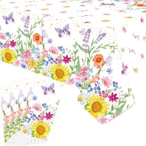 4 Pack Wildflower Party Tableroth - غطاء الأزهار الربيعي تغطية زخرفة TableCover Floral for Wildflower Party Supplies Supplies Supplies Decorts (51 × 86 بوصة)