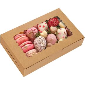 Moretoes 20pcs Cookie Boxes, 7x4.3x1.5in White Bakery Boxes with Window, Treat Boxes Small Cake Boxes for Macaron Chocolate Truffle Dessert Pastry