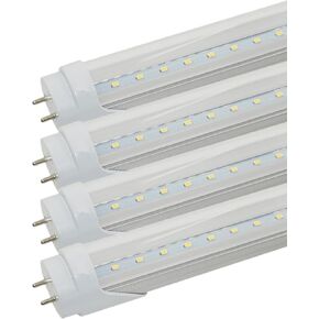 4ft T8 LED Light Bulbs Fluorescent Replacement Ballast Bypass 48inch 6000K Cool White Double-Ended Power Clear Cover 25 Pack
