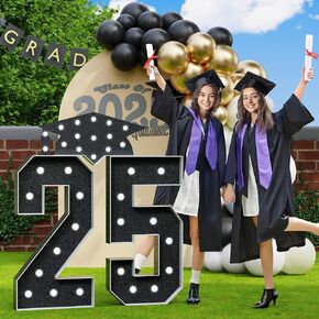 زخارف التخرج الفئة 2025: أرقام سرادق أسود 25 ديكورات التخرج 4 أقدام طولها كبار الأطفال في المدرسة الثانوية ديكور الحزب