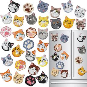 Frienda 30 PCS Diamond Painting Magnets Spring Diamond Art Magnet مجموعات مغناطيس للبالغين الصيفي ماندالا زهرة الثلاجة للمبتدئين الكبار هدايا ديي كروبية ديكورز (CAT)