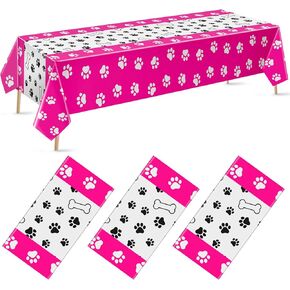 Newwiee 3 PCS Puppy Paw Print TableCloth Dog Pet Pet Plastic Table Table Cover Paw Print Print Party Supplies for Puppy Dog Secorted Party Supplies Favors ، 51 × 108 ''