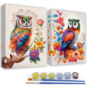 2Pacs Paint by Numbers مجموعة أرقام للمبتدئين البالغين ، والبوم مؤطرة الطلاء الكبار من أدوات عدد على القماش ، والزيت المائي الأكريليك الملون DIY للبالغين للبالغين للديكور المنزلي 8x12 بوصة