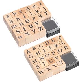PATIKIL 2 مجموعة طوابع ختم الخشب المطاط ، الشخصية من A إلى Z Alphabet Stamps ختم الختم الخشبي الصيغ لتصنيع البطاقات مصممة DIY SCRAPBOOKING