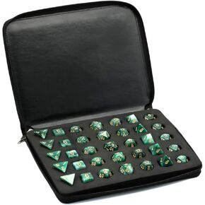 Udixi الجلود Dice Box Box Resin Dice Dise Display Case ، حافظة D&D Dice كبيرة لأزرق لعبة MTG الأدوار المحصنة والتنين ، يحمل ما يصل إلى 35 قطعة من الزهر البلاستيكي polyhedral
