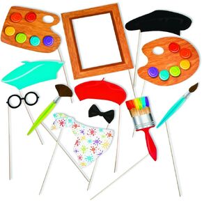 Little Artist Photo Stick Props for Birthday - Apparel Accessories - Costume Accessories - Costume Props - Birthday - 12 Pieces
