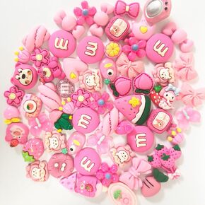 60pcs سحر الوحل مجموعة لطيفة ، وسحر راتنجات مختلطة من الوردي بائحة الزخرفة ، وصنع الحرف DIY ، و SCRAPBOOKING