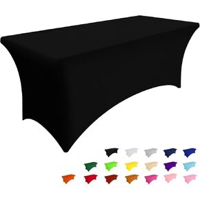 Smiry 2 Pack Spandex Table Cloth 6FT, Elastic Fitted Stretch Tablecloths for Rectangle Tables, Washable Table Cover for Outdoor, Wedding, Banquet & Parties (Black, 72Lx30Wx30H Inch)