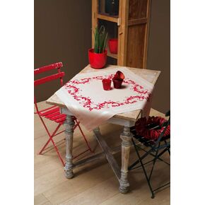 Vervaco Cross Stitch Tablecloth Kit Red Decoration 32" x 32"