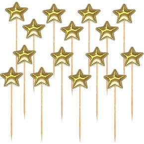 100 PCS Star Cupcake Toppers Cake Topper Decorations ، الأنيقة والعملية المناسبة لحضور حفل عيد ميلاد زفاف الزفاف (الذهب)