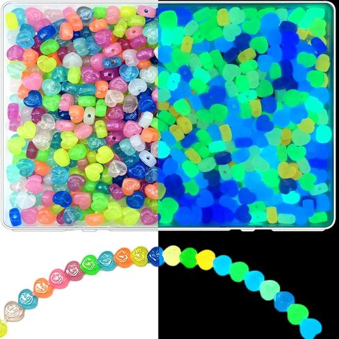 1300 PCS CRISTER CRISTER FACETED RONDELLE GLOW في الخرز المظلم للأساور وصنع المجوهرات - مزيج الألوان البلاستيكية الأشعة فوق البنفسجية المتغيرة حبة للاصطدام DIY (8 مم) in Kuwait