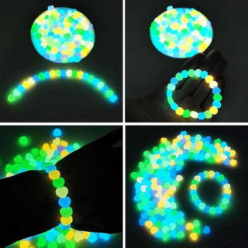 1300 PCS CRISTER CRISTER FACETED RONDELLE GLOW في الخرز المظلم للأساور وصنع المجوهرات - مزيج الألوان البلاستيكية الأشعة فوق البنفسجية المتغيرة حبة للاصطدام DIY (8 مم) in Kuwait