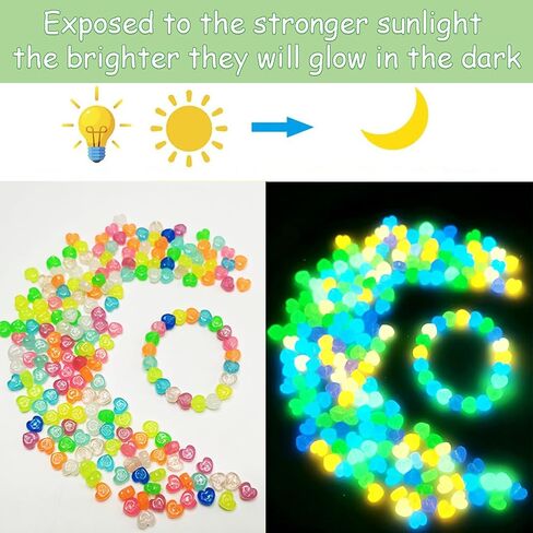 1300 PCS CRISTER CRISTER FACETED RONDELLE GLOW في الخرز المظلم للأساور وصنع المجوهرات - مزيج الألوان البلاستيكية الأشعة فوق البنفسجية المتغيرة حبة للاصطدام DIY (8 مم) in Kuwait