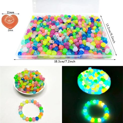1300 PCS CRISTER CRISTER FACETED RONDELLE GLOW في الخرز المظلم للأساور وصنع المجوهرات - مزيج الألوان البلاستيكية الأشعة فوق البنفسجية المتغيرة حبة للاصطدام DIY (8 مم) in Kuwait