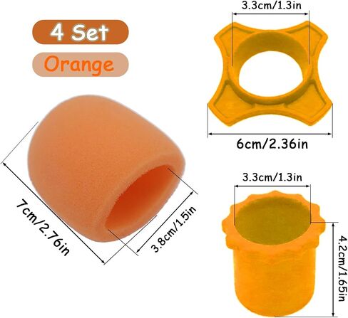 4 Set Orange Wireless Handheld Microphone Protection Kit - Shakeproof Anti-Rolling Silicone Ring, Bottom Rod Sleeve Holder, Windscreen Foam Cover for KTV Mic Device in Saudi Arabia