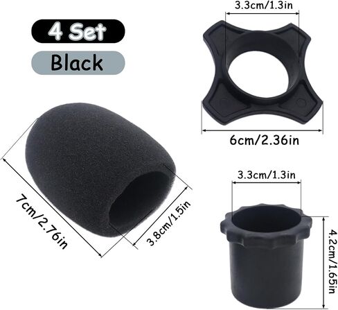 4 Set Orange Wireless Handheld Microphone Protection Kit - Shakeproof Anti-Rolling Silicone Ring, Bottom Rod Sleeve Holder, Windscreen Foam Cover for KTV Mic Device in Saudi Arabia