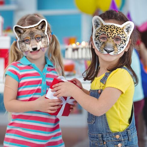 32 Pcs Monster Safari Animal Face Masks for Kids Monster Jungle Forest Zoo Animals Cartoon Masks for Animal Theme Birthday Party Decorations(Jungle) in Kuwait