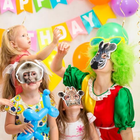 32 Pcs Monster Safari Animal Face Masks for Kids Monster Jungle Forest Zoo Animals Cartoon Masks for Animal Theme Birthday Party Decorations(Jungle) in Kuwait