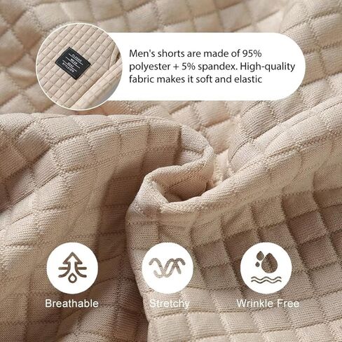 شورت رجالي كاجوال بنمط وافل بخصر مطاطي برباط للتمرين والجري مع جيبين in Kuwait