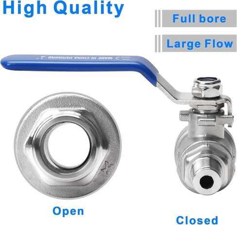 Dernord Full Port Ball Valve 1 inch - ذكر × من الفولاذ المقاوم للصدأ 304 من أجل الماء والزيت والغاز ، 1000 wog (1 بوصة NPT) in Kuwait