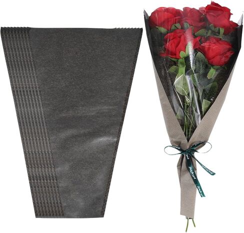 PATIKIL Flower Wrapping Bag, Kraft Paper 50 Pack, Pink Floral Bouquet Packing Sleeves for Wedding Birthday Graduation Anniversary Arrangement Gift, 17.3x11x3.5 in Saudi Arabia