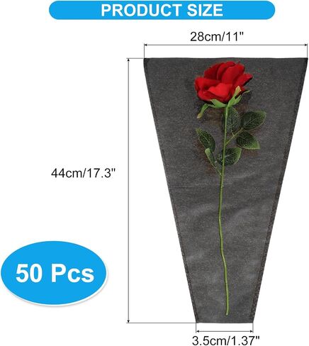 PATIKIL Flower Wrapping Bag, Kraft Paper 50 Pack, Pink Floral Bouquet Packing Sleeves for Wedding Birthday Graduation Anniversary Arrangement Gift, 17.3x11x3.5 in Saudi Arabia