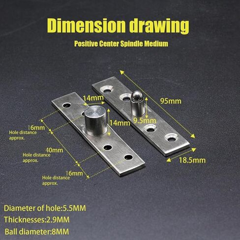 2 Kits of 360 Degree Door Pivot Hinge,Center Pivot Heavy Duty Concealed Rotating Door Hinge,98.5 * 24MM Stainless Steel 360 Degree Spindle,Stainless Steel Window Door Fittings in Saudi Arabia